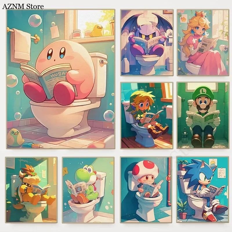 Home Improvement Game - Funny Bathroom Cartoon Video Game Poster