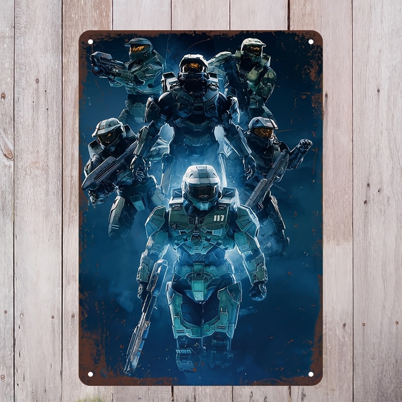 Home Improvement Game - Halo-Inspired Metal Wall Art Sign, Vibrant