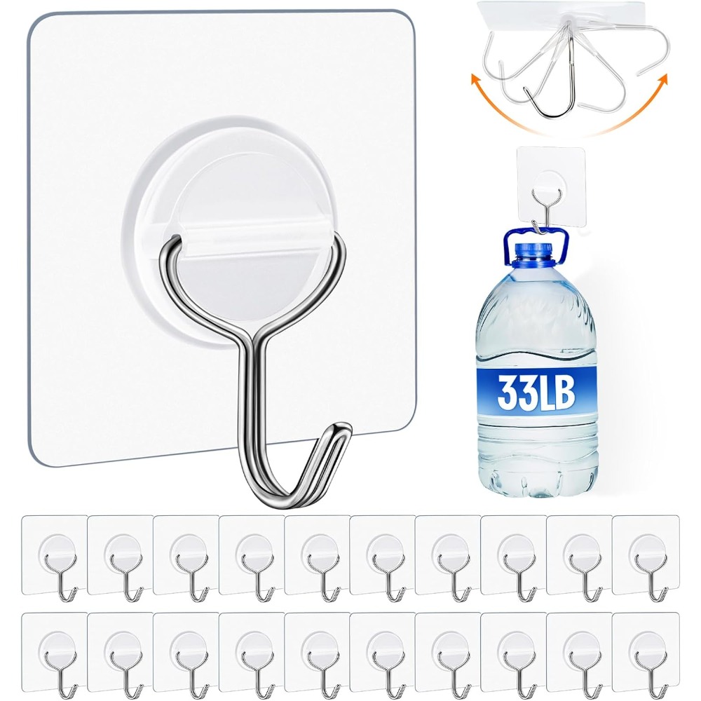Home Improvement Us - Heavy Duty Adhesive Wall Hooks 33lb
