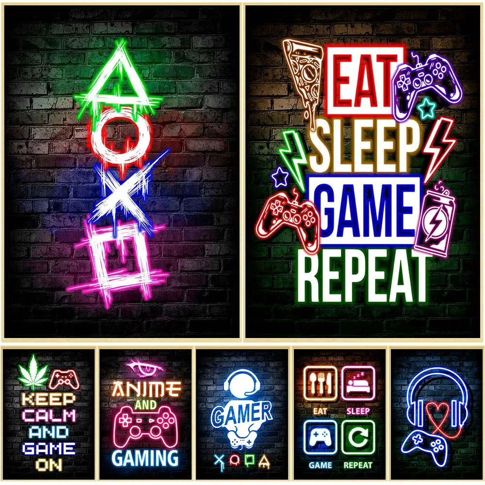 Home Improvement Game - Gaming Neon Eat Sleep Game Repeat