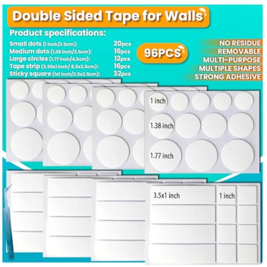 Double Sided Tape for Walls, P - Picture Hanging Strip 评论和价格