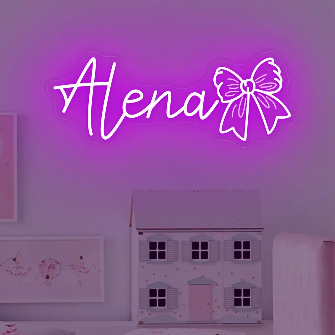 Custom Bow Name Neon Sign for  - Home Improvement Kids 评论和价格