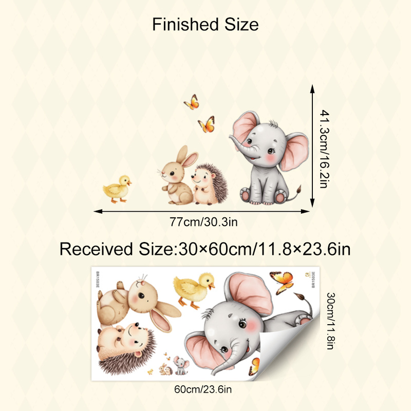 Cartoon Animal Wall Sticker -  - Home Improvement Kids 评论和价格